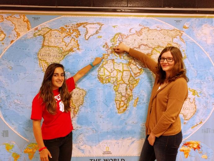 From left, Rebeca Sierra of Spain and Leonie Bradtner of Germany are two of Center Hill High Schools three foreign exchange students this year.