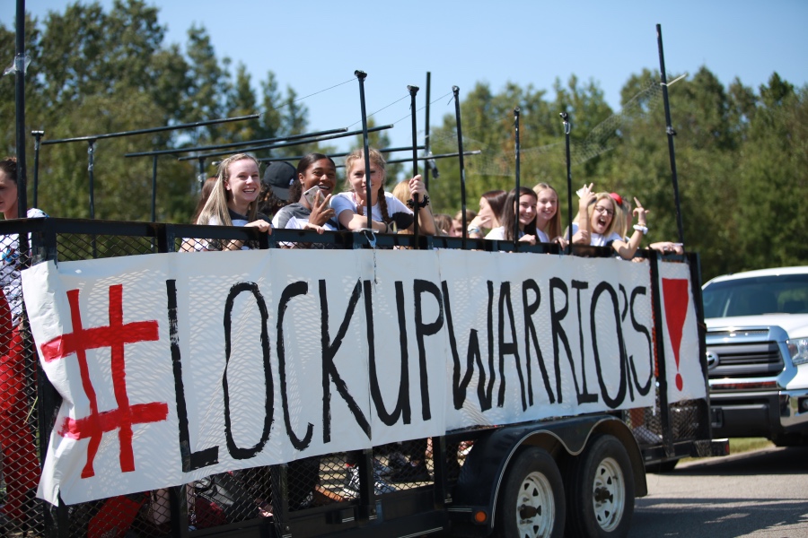 #LockUpWarriors was the theme of the girls soccer teams Homecoming float.