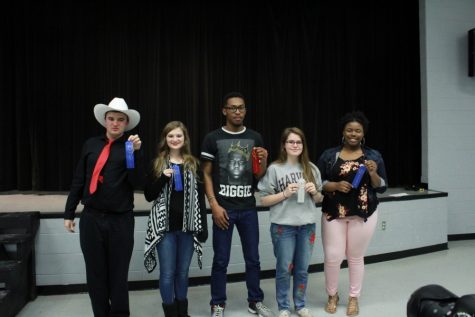 Among the winners at Snapshots and Stanzas were, from left, Jake Lankford, Haley Parker, Tyrance Martin, Amanda Reese and Zakeya Dodson.