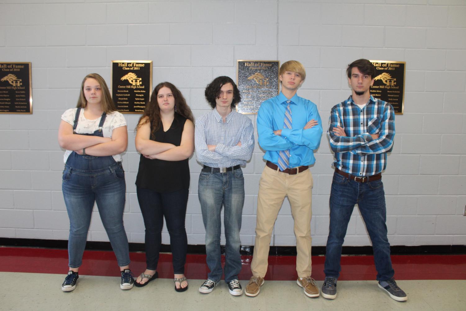 As the top scorers on the PSAT, Mary Lindsey, from left, Zoe Kinggard, Sebastian Askew, Jonathan Greganti and Adam Heath are National Merit Semifinalists from Center Hill High School.