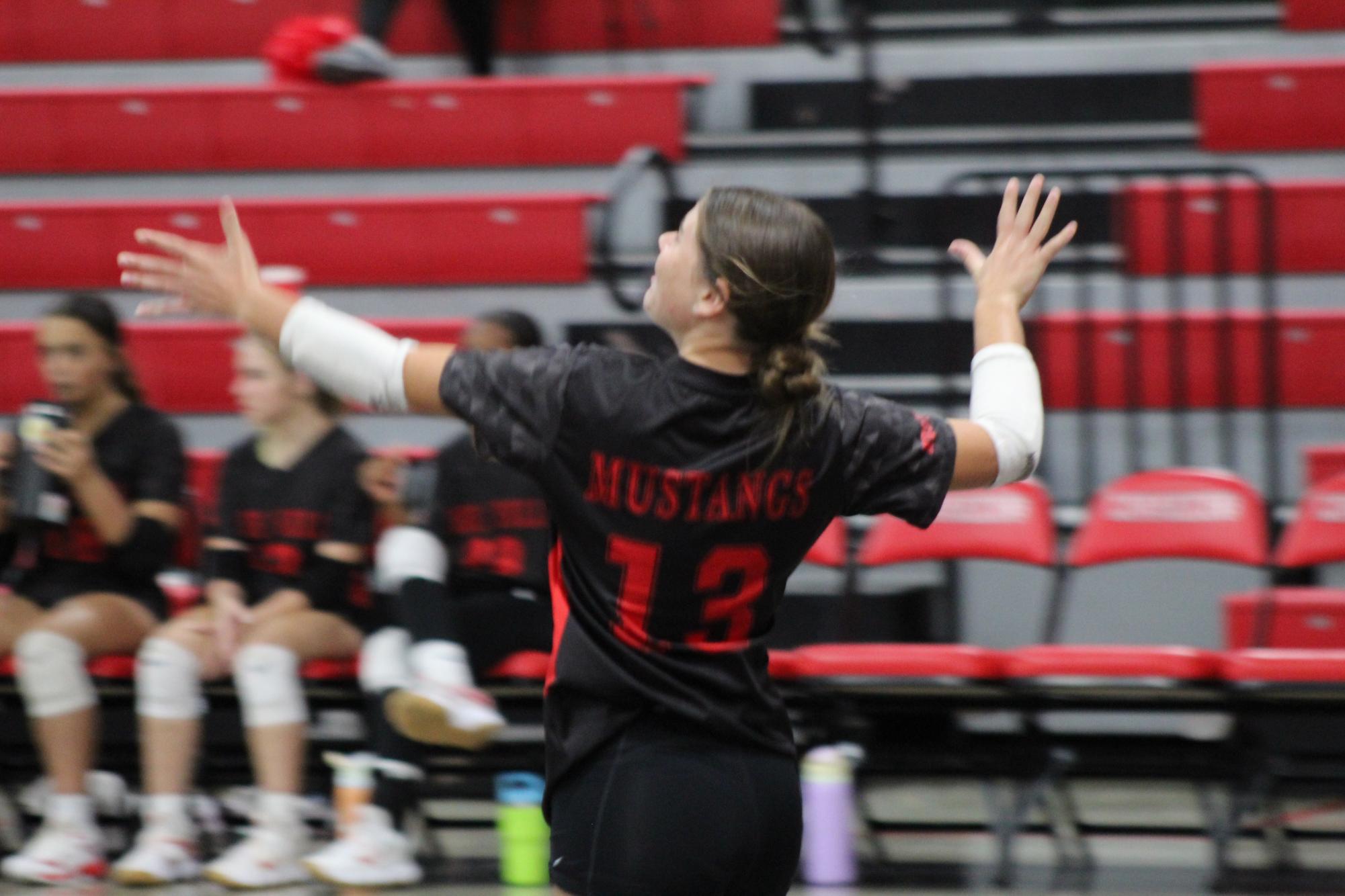 Volleyball celebrates win against South Panola for senior night.