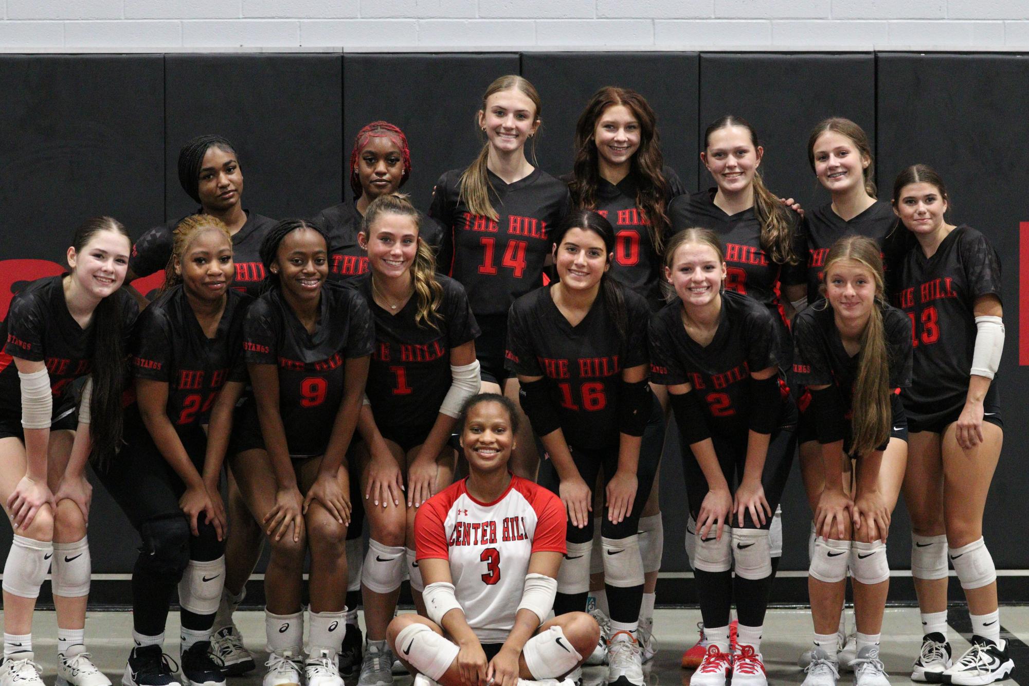 Volleyball celebrates win against South Panola for senior night.