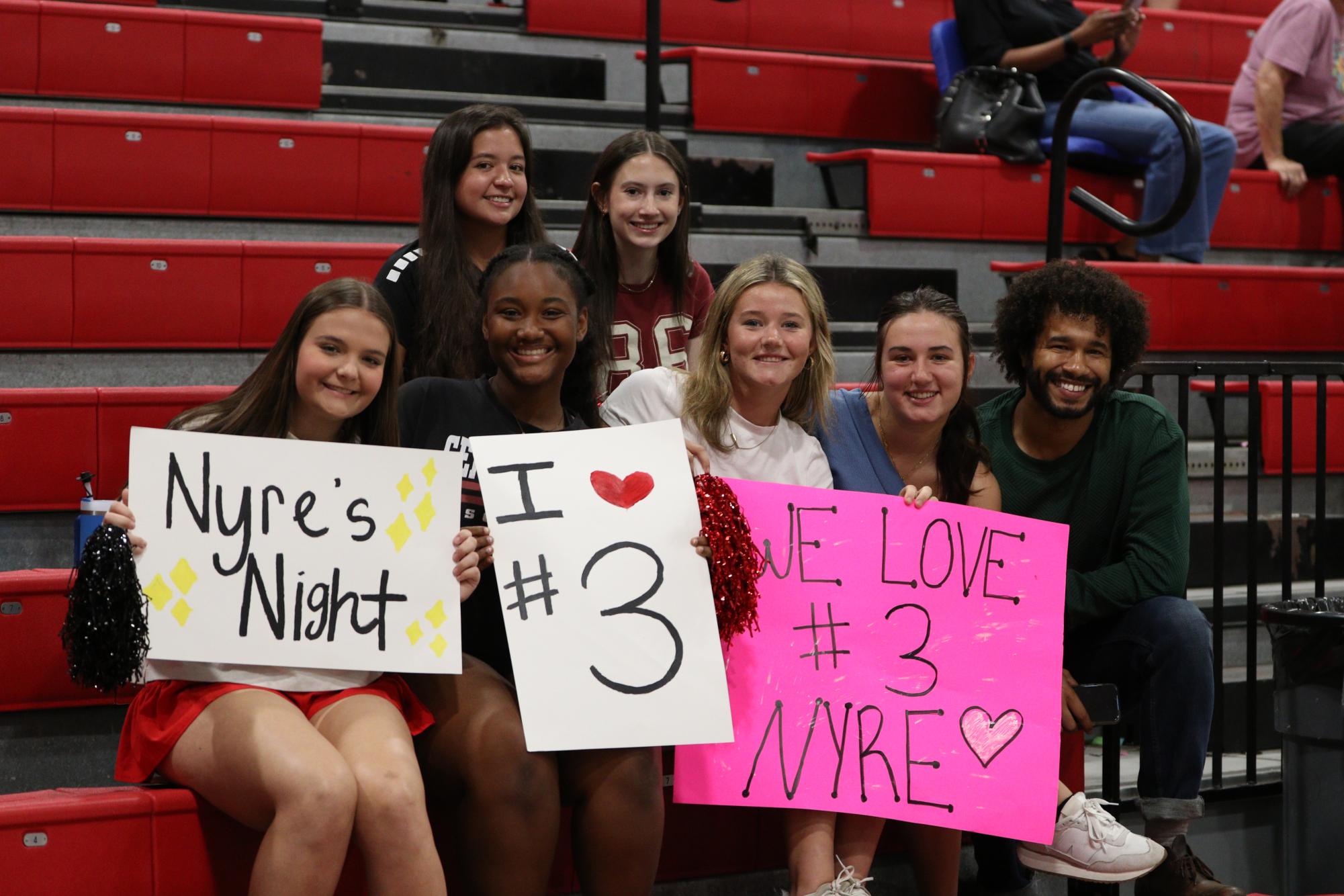 Volleyball celebrates win against South Panola for senior night.