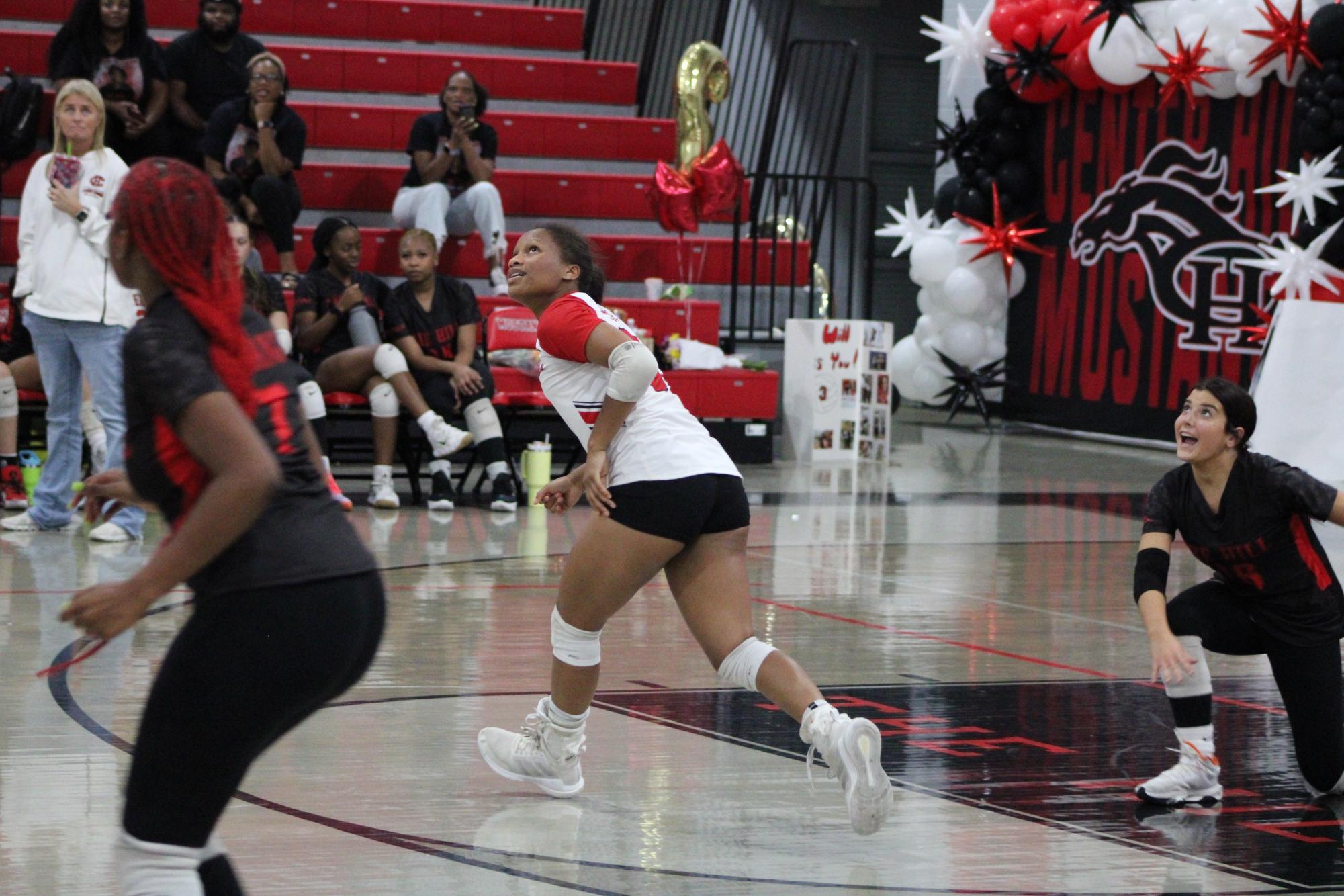 Volleyball celebrates win against South Panola for senior night.